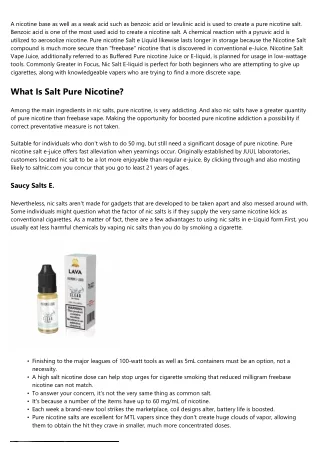 Salt Nic Juice.
