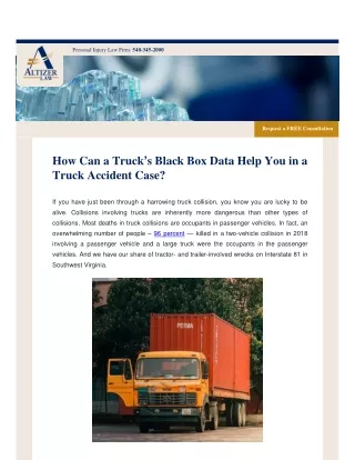 How Can a Truck’s Black Box Data Help You in a Truck Accident Case?