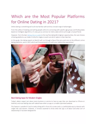 Which are the Most Popular Platforms for Online Dating in 2021?