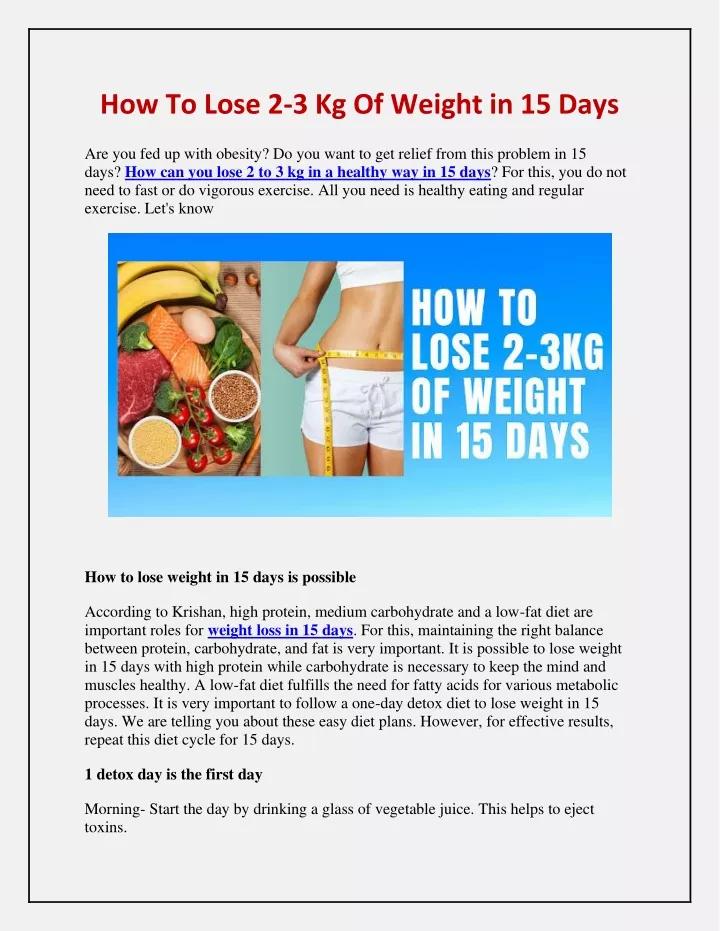 how to lose 2 3 kg of weight in 15 days