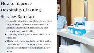 How to Improve Hospitality Cleaning Services Standard