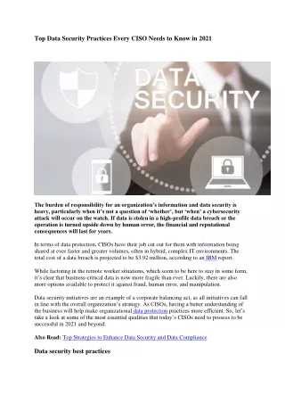top data security practices every ciso needs