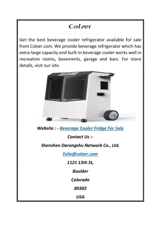 Beverage Cooler Fridge for Sale | Colzer.com