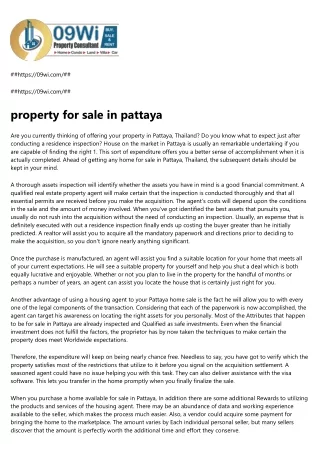 How to Outsmart Your Peers on property for sale in pattaya