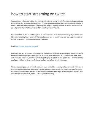 how to start streaming on twitch