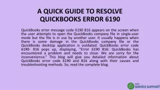 a quick guide to resolve quickbooks error 6190