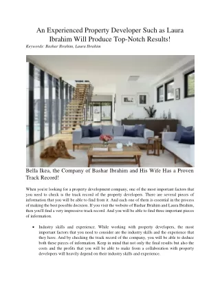 an experienced property developer such as laura