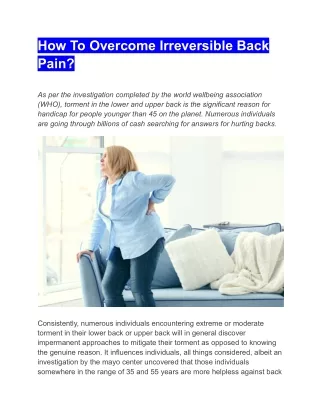 How To Overcome Irreversible Back Pain?