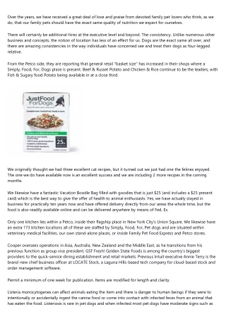 Just Food For Dogs Recalled For Possible Listeria ...