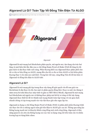 algorand l g to n t p v ng ti n i n t algo