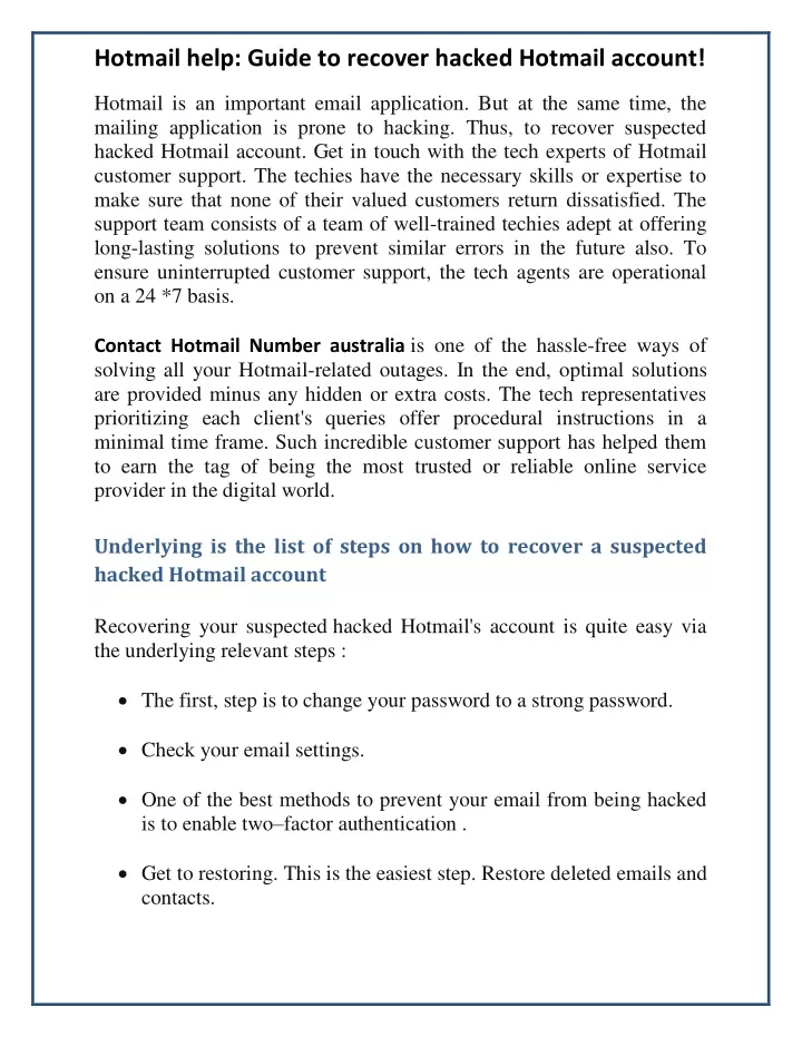 hotmail help guide to recover hacked hotmail