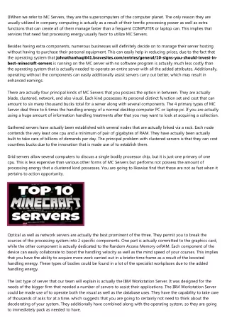Why You Should Spend More Time Thinking About New Minecraft Servers