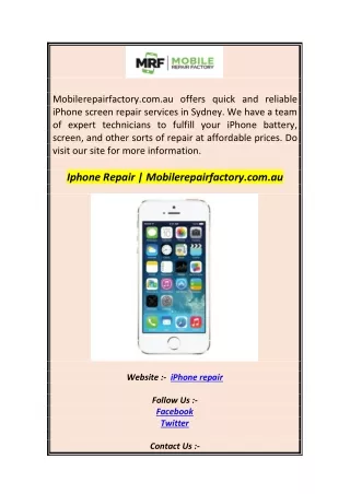 mobilerepairfactory com au offers quick