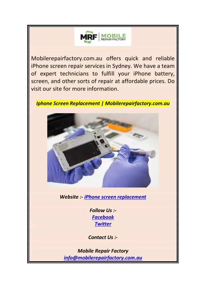 mobilerepairfactory com au offers quick