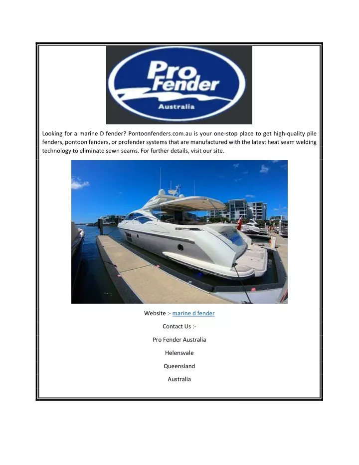 looking for a marine d fender pontoonfenders