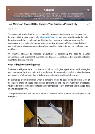 How Microsoft Power BI Can Improve Your Business Productivity