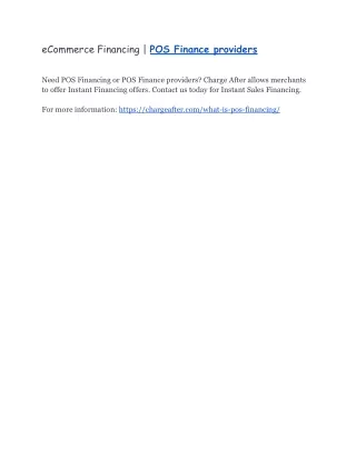 ecommerce financing pos finance providers