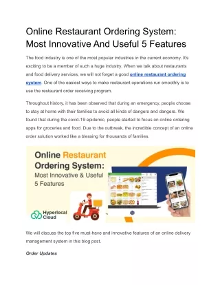 Online Restaurant Ordering System_ Most Innovative And Useful 5 Features