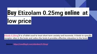 Buy Etizolam 0.25mg online  at low price