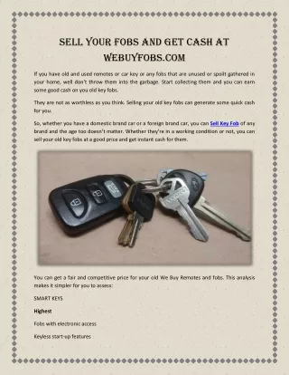 Sell Your Fobs and Get Cash at WeBuyFobs