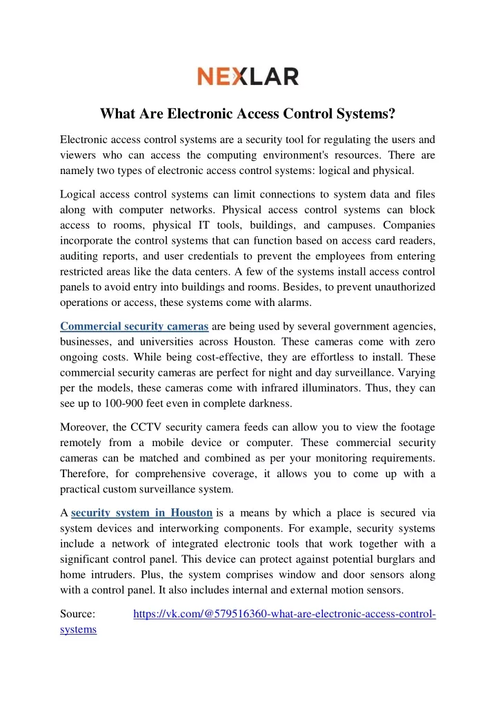 what are electronic access control systems