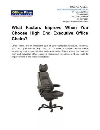 What Factors Improve When You Choose High End Executive Office Chairs?