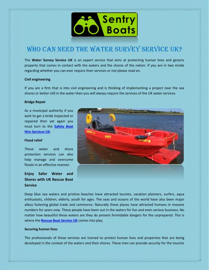 who can need the water survey service uk
