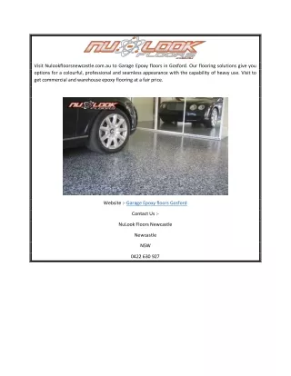 Garage Epoxy floors Gosford