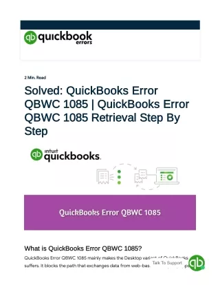 How to Fix QuickBooks Error QBWC 1085 (1-877-323-5303)? | QuickBooks Error QBWC