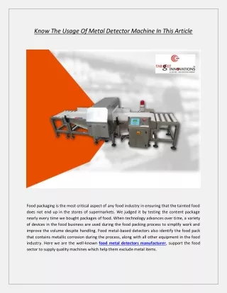 know the usage of metal detector machine in this