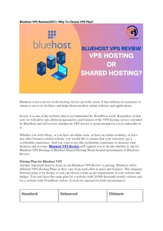 Bluehost VPS Review(2021)- Why To Choose VPS Plan?