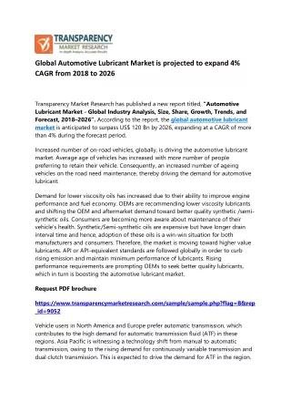 global automotive lubricant market is projected