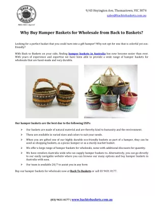 Why Buy Hamper Baskets for Wholesale from Back to Baskets?