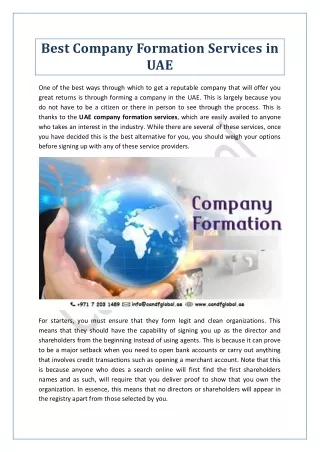Best Company Formation Services in UAE