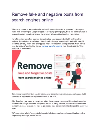 Remove fake and negative posts from search engines online