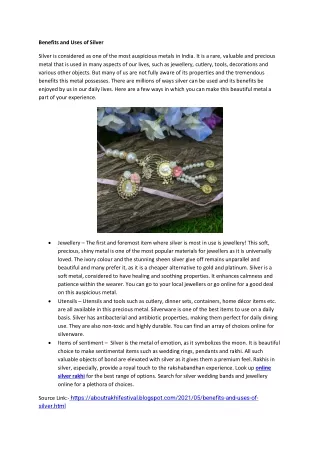benefits and uses of silver