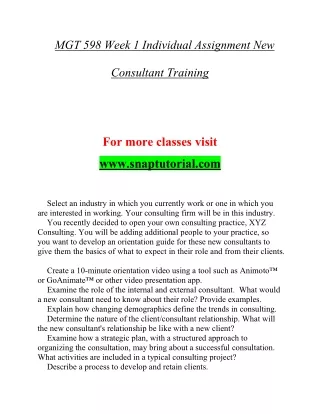 MGT 598 Enthusiastic Teaching / snaptutorial.com
