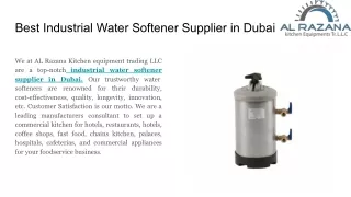 Best Industrial Water Softener Supplier in Dubai