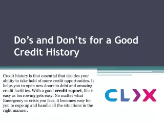 do s and don ts for a good credit history