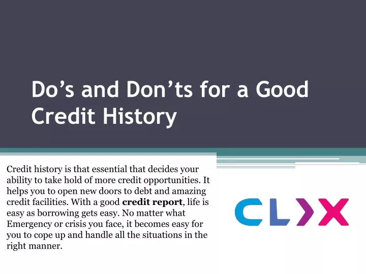 do s and don ts for a good credit history