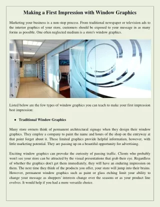 making a first impression with window graphics