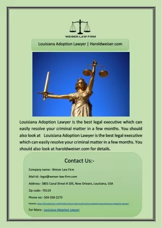 Louisiana Adoption Lawyer | Haroldweiser.com