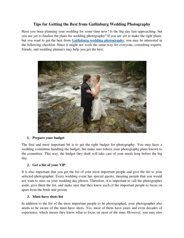 tips for getting the best from gatlinburg wedding