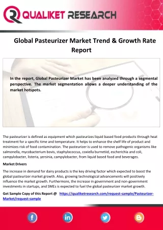 global pasteurizer market trend growth rate report