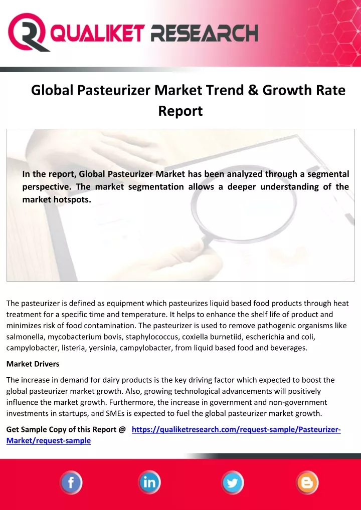 PPT - Global Pasteurizer Market Size, Share, Trend, Growth, Application ...