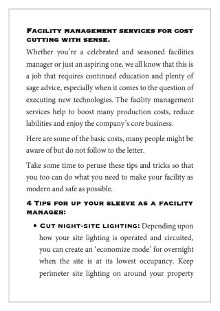 facility management service facility management