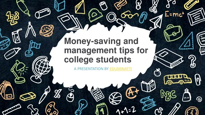 money saving and management tips for college
