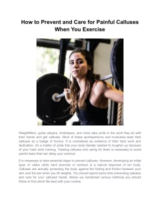 how to prevent and care for painful calluses when