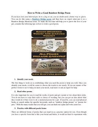 how to write a good rainbow bridge poem