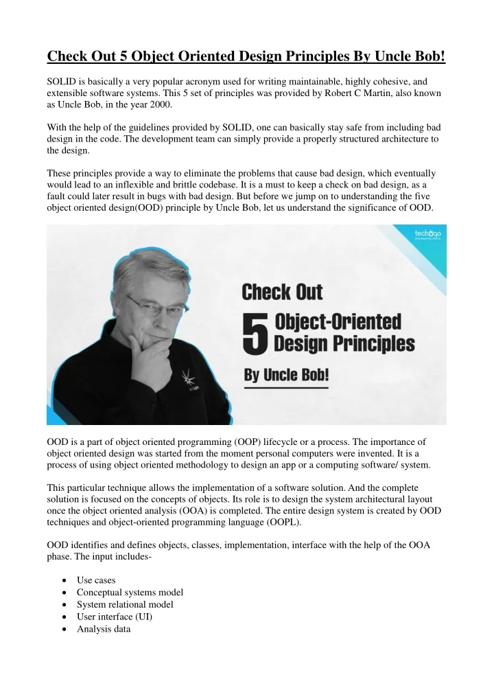 check out 5 object oriented design principles